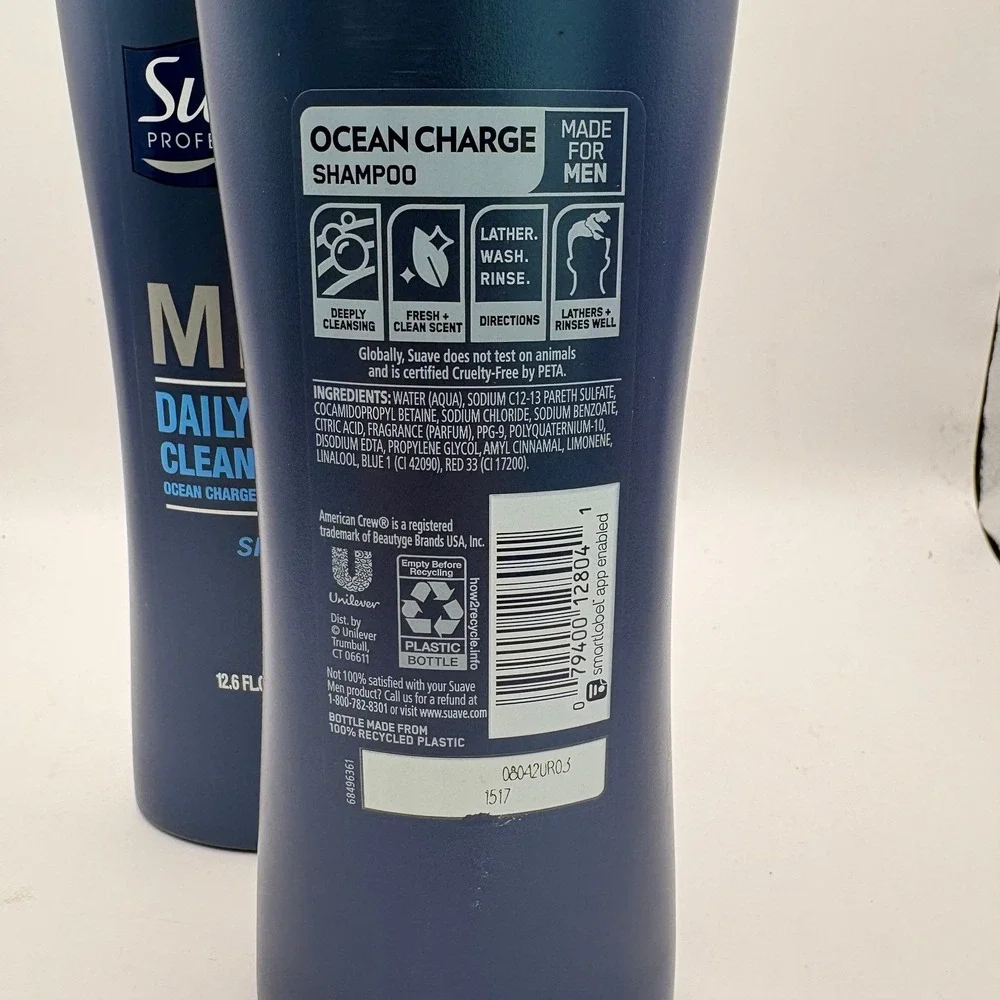 Suave Professionals Men Daily Clean Ocean Charge Shampoo 12.6 oz 2 Pack